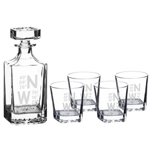 Caps Lat Long 5-Piece Decanter Set