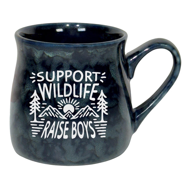 Support Wildlife, Raise Boys Etched Ceramic Mug
