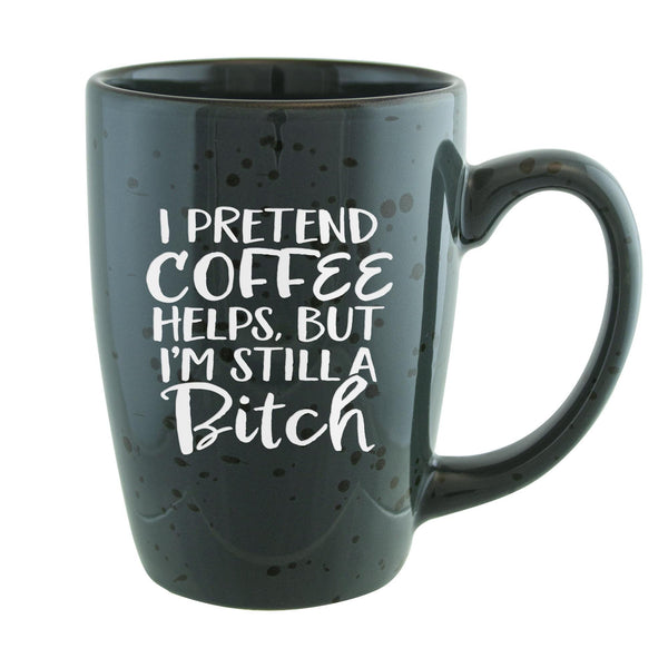 I Pretend Coffee Helps Etched Ceramic Coffee Mug