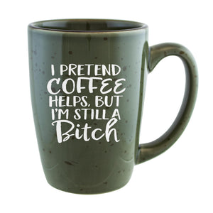 I Pretend Coffee Helps Etched Ceramic Coffee Mug