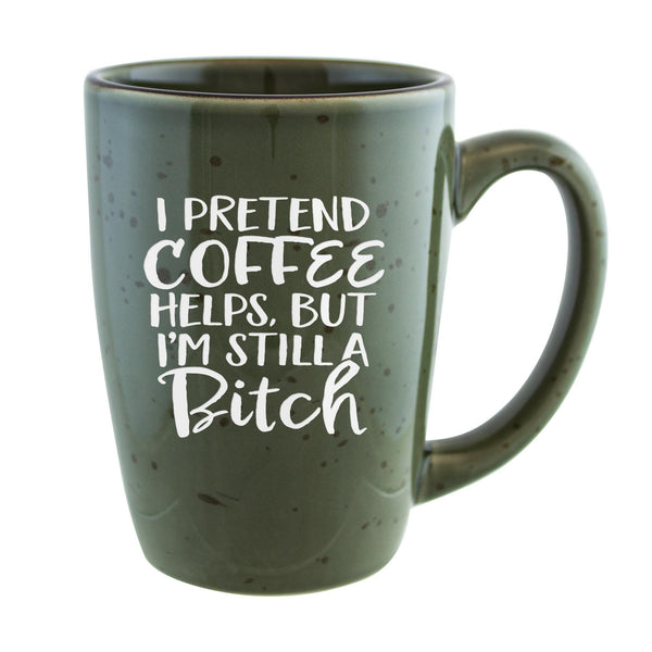 I Pretend Coffee Helps Etched Ceramic Coffee Mug