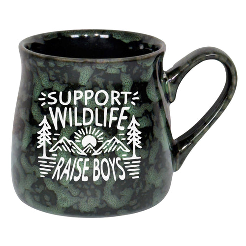 Support Wildlife, Raise Boys Etched Ceramic Mug