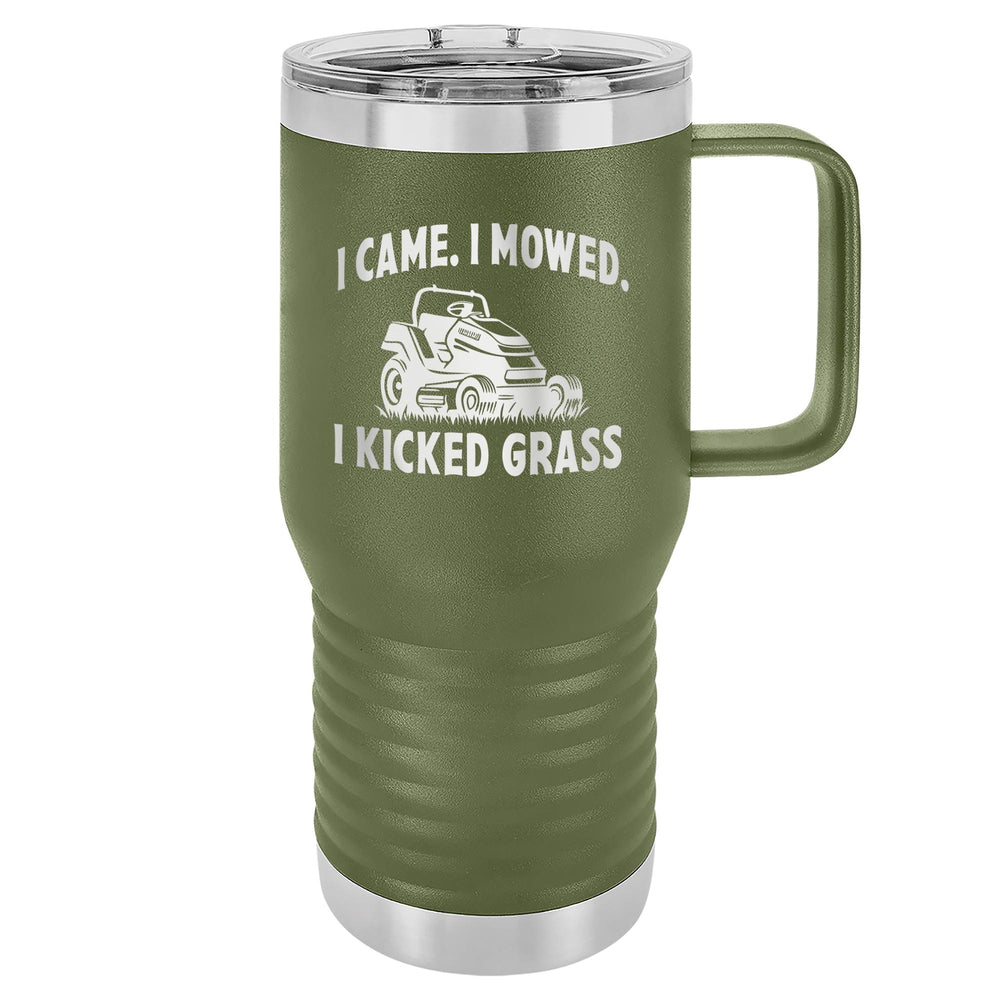 I Came. I Mowed. I Kicked Grass Etched Insulated Travel Mug
