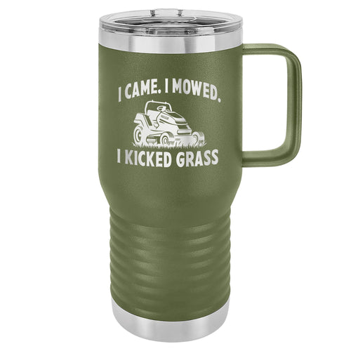 I Came. I Mowed. I Kicked Grass Etched Insulated Travel Mug