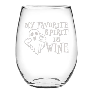 My Favorite Spirit Is Etched Stemless Wine Glass