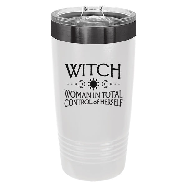WITCH, Woman in Total Control of Herself Etched Insulated Tumbler & Lid