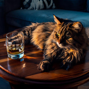 Cat-itude & Lounge-itude Etched Rocks Glass