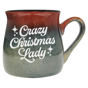 Crazy Christmas Lady Etched Ceramic Mug