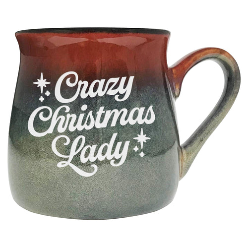 Crazy Christmas Lady Etched Ceramic Mug