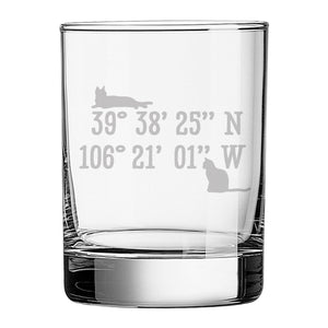 Cat-itude & Lounge-itude Etched Rocks Glass