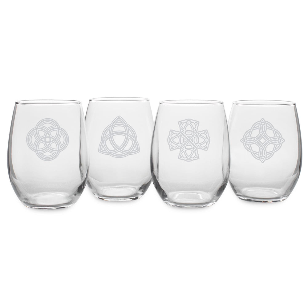Celtic Knots Stemless Wine Glasses, Set of 4
