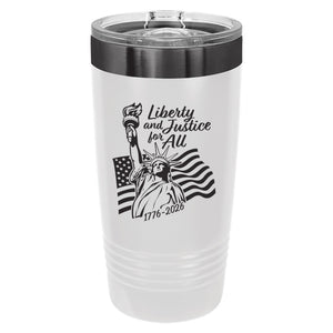 Liberty and Justice for All Laser Etched Insulated Stainless Steel Tumbler, America 250th Anniversary
